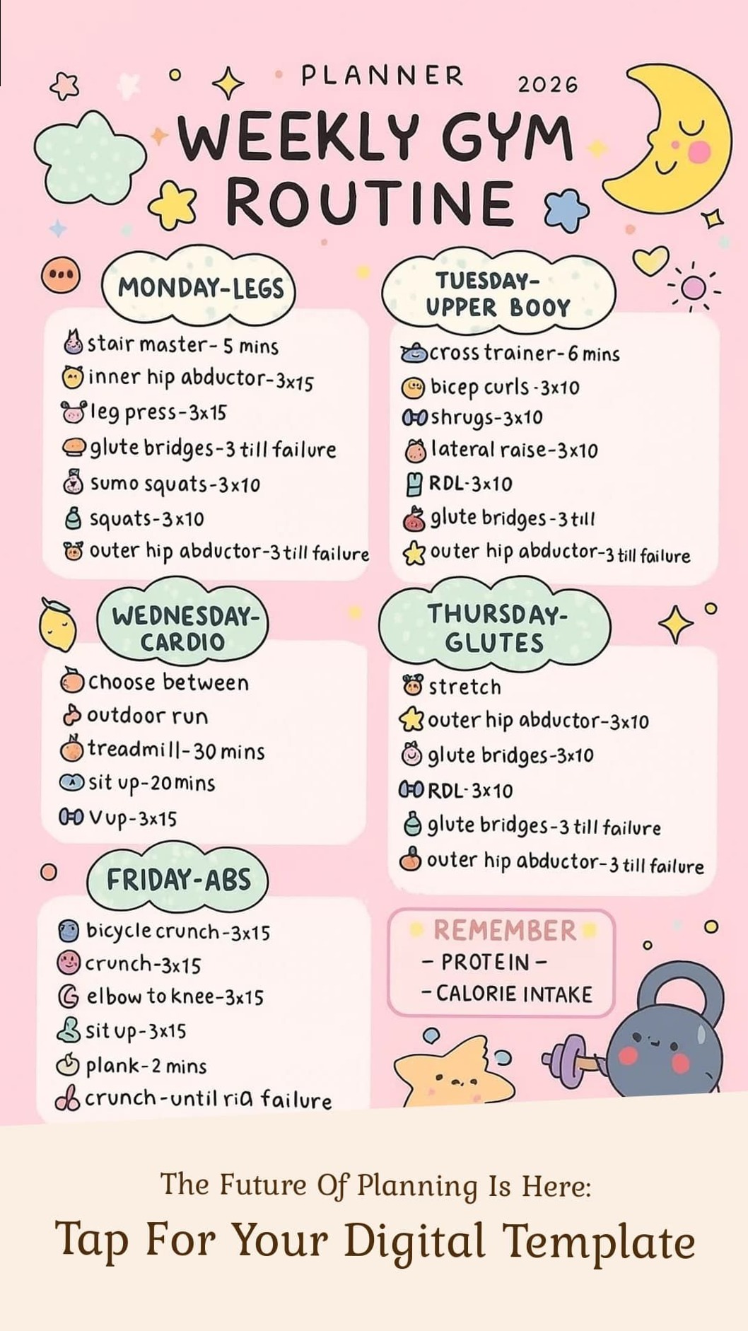 🤍 🌿 stay inspired all year long: Aesthetic Weekly Planner — Conquer Your Fitness Goals with Delight