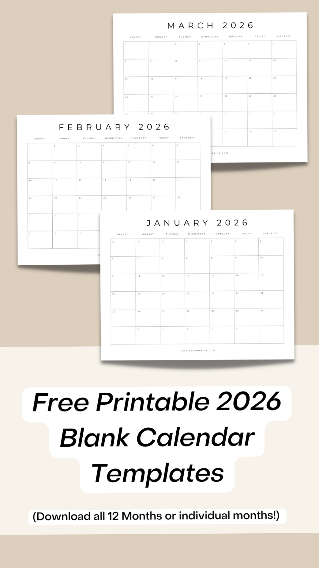 🍰 💍 stay inspired all year long: 2026 Blank Calendar Templates — 12 Months Free Print