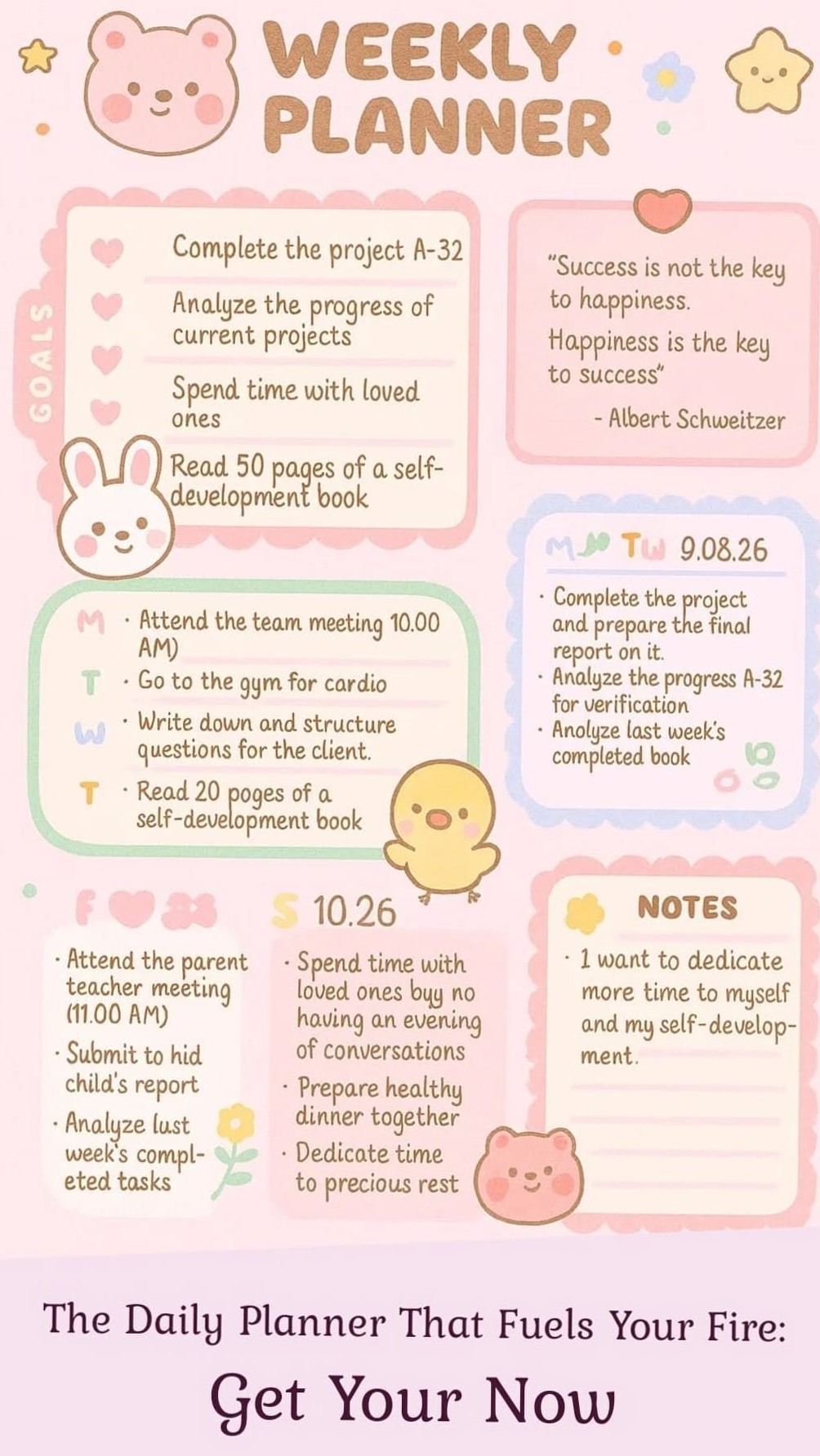 🤍 🤍 stay inspired all year long: Aesthetic Weekly Planner Template for Joyful Organization — the secret to staying productive