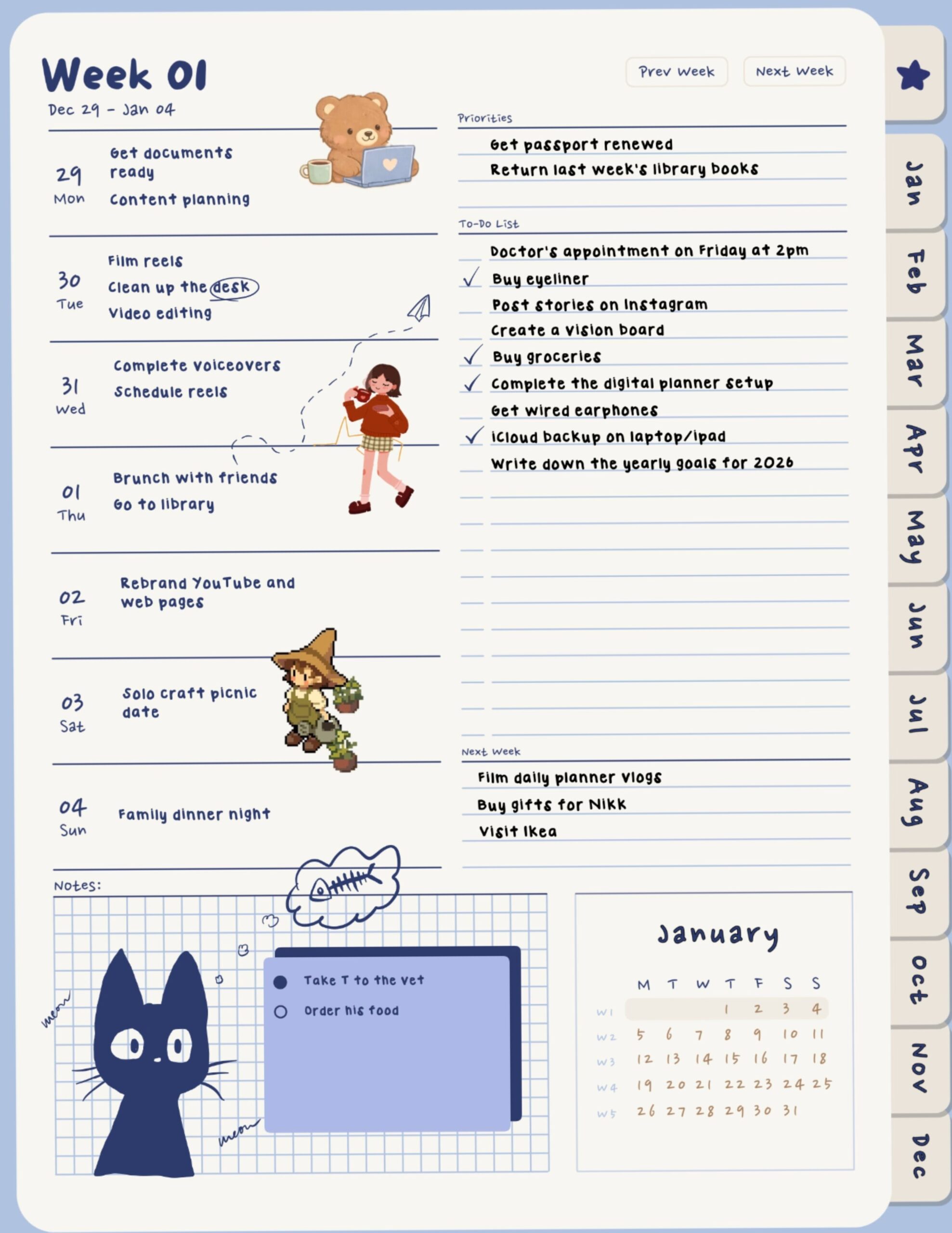 🖌️ 🎨 stay inspired all year long: 2026 Cozy Dated Planner | Portrait Hyperlinked Design