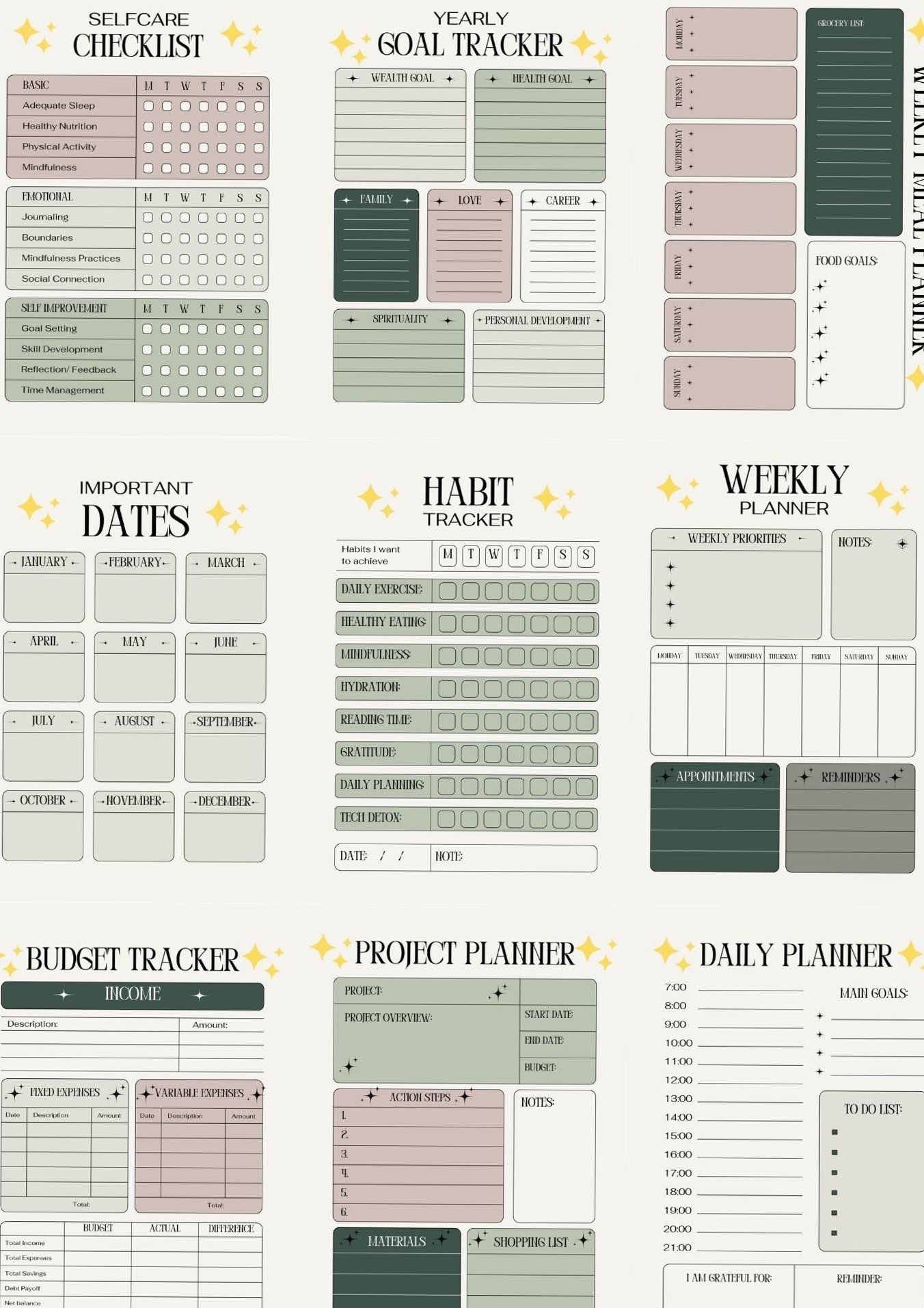 📁 📅 stay inspired all year long: Printable & Digital Daily Planner for Budgeting, Exercise, & Habits
