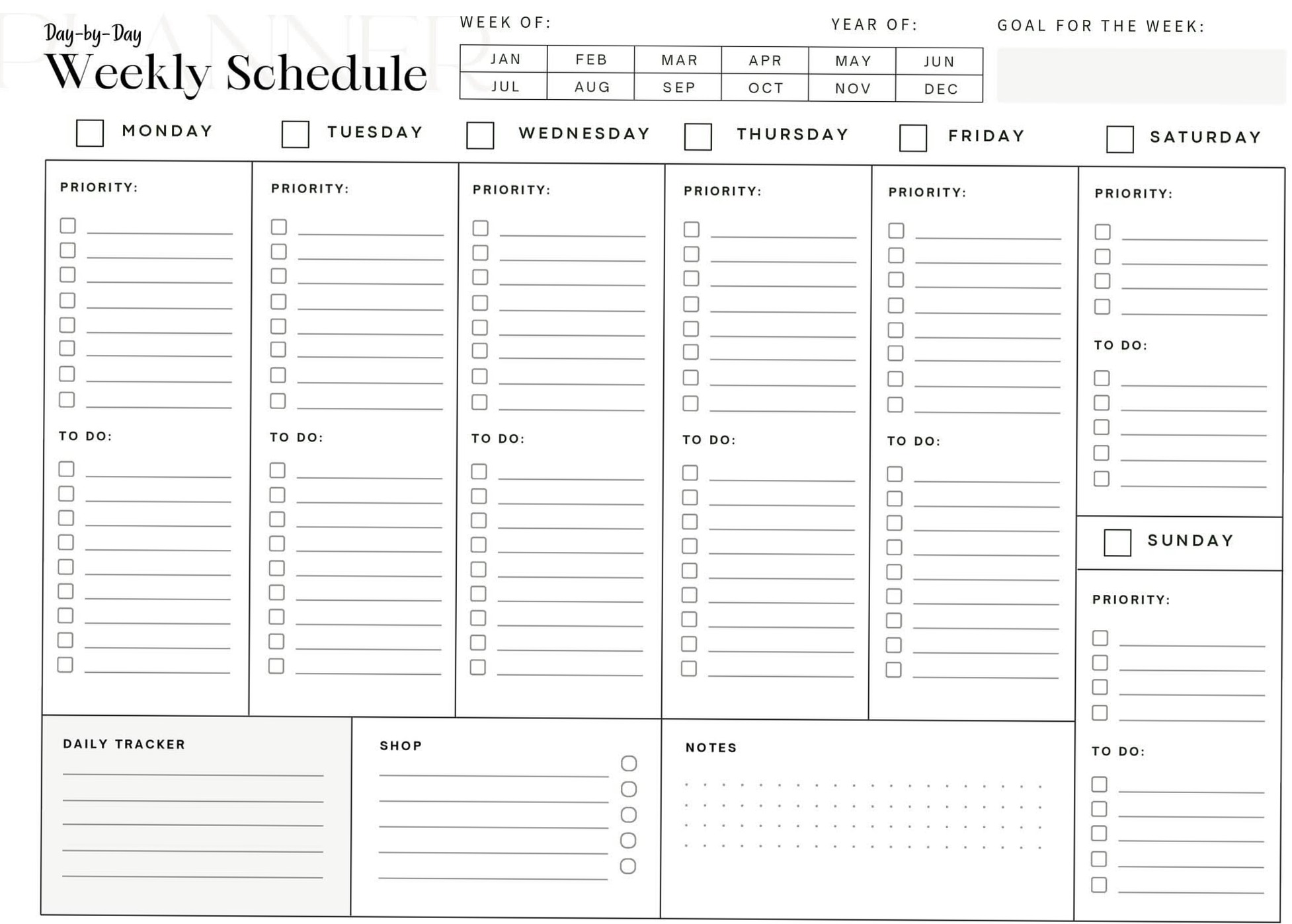 ✨ 🤍 stay inspired all year long: Day-by-Day Weekly Planner | A4 Minimal Printable PDF