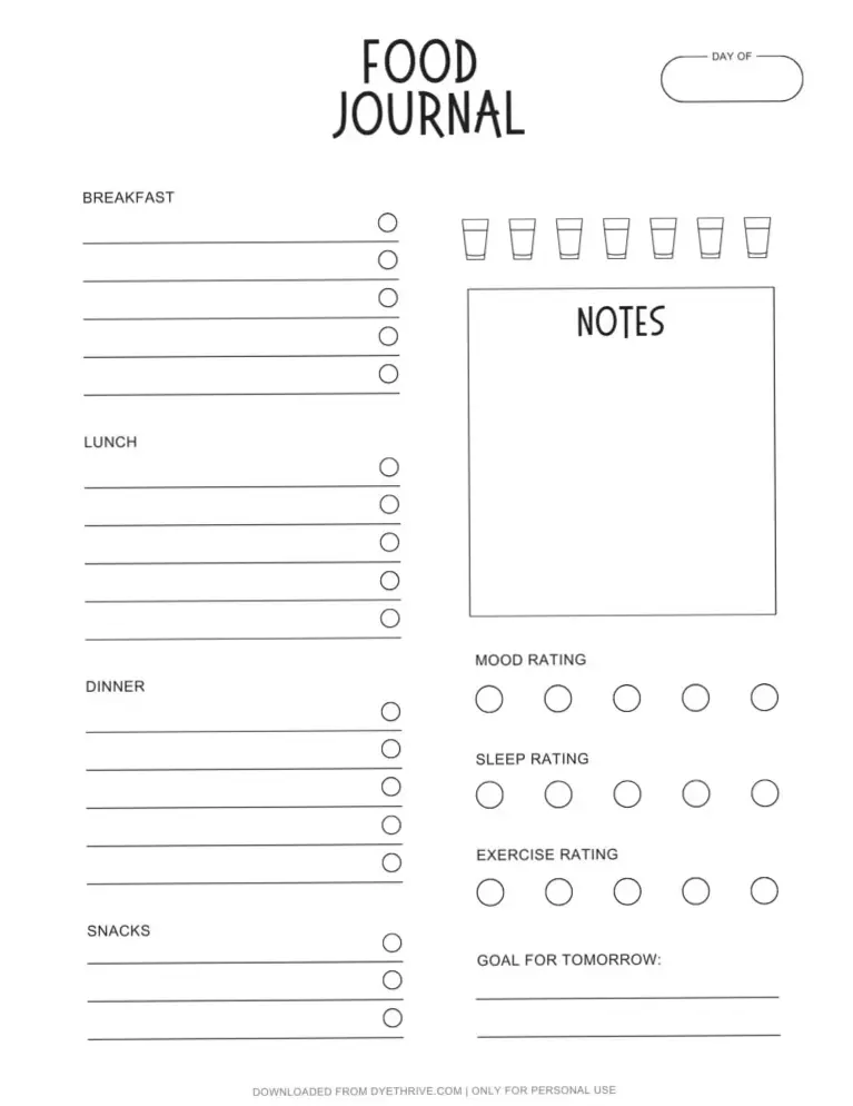 💌 💍 stay inspired all year long: Food Diary Printable Templates | Portrait Layout