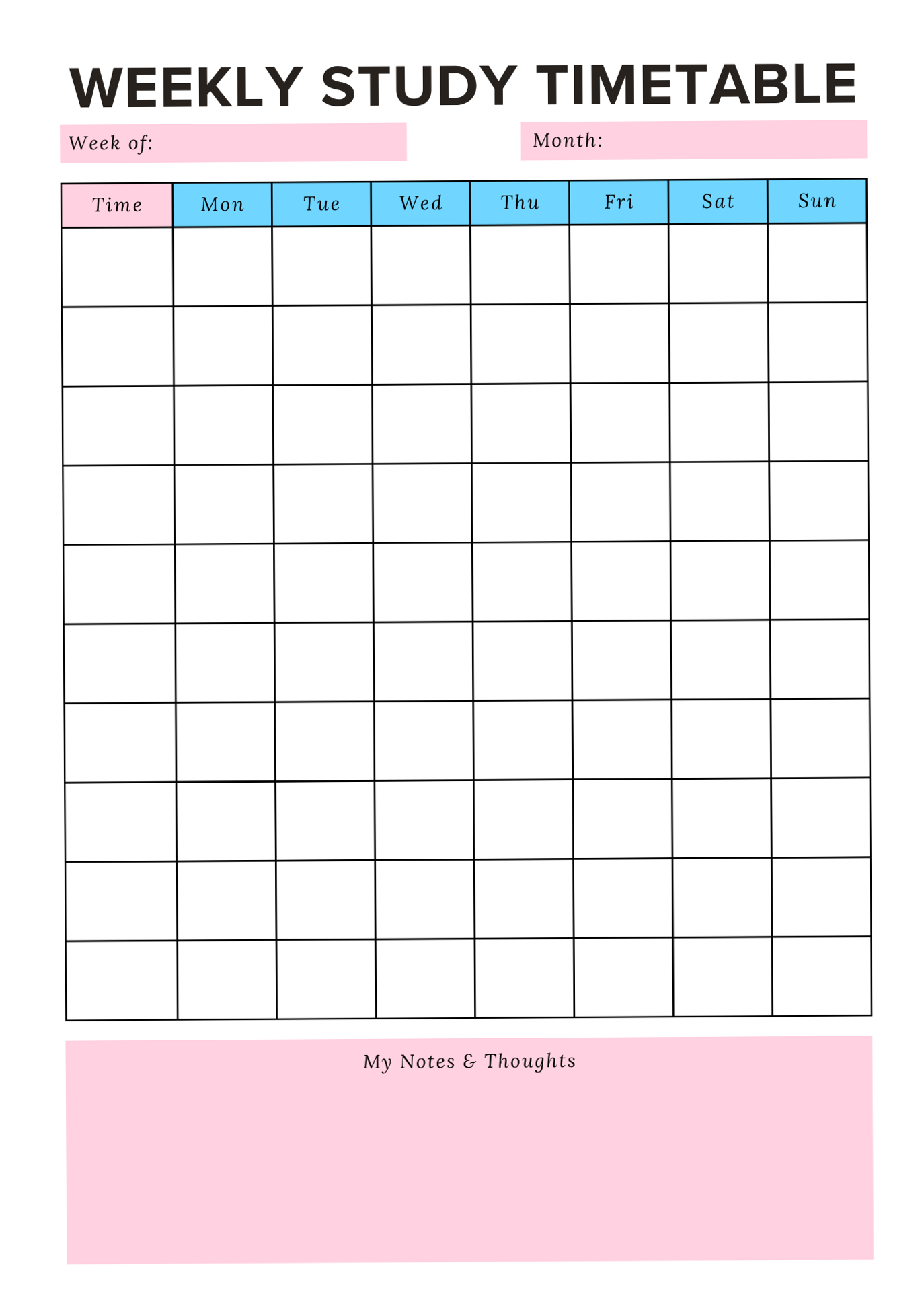 🌿 ☁️ stay inspired all year long: Weekly Study Timetable Planner | Editable Canva Template