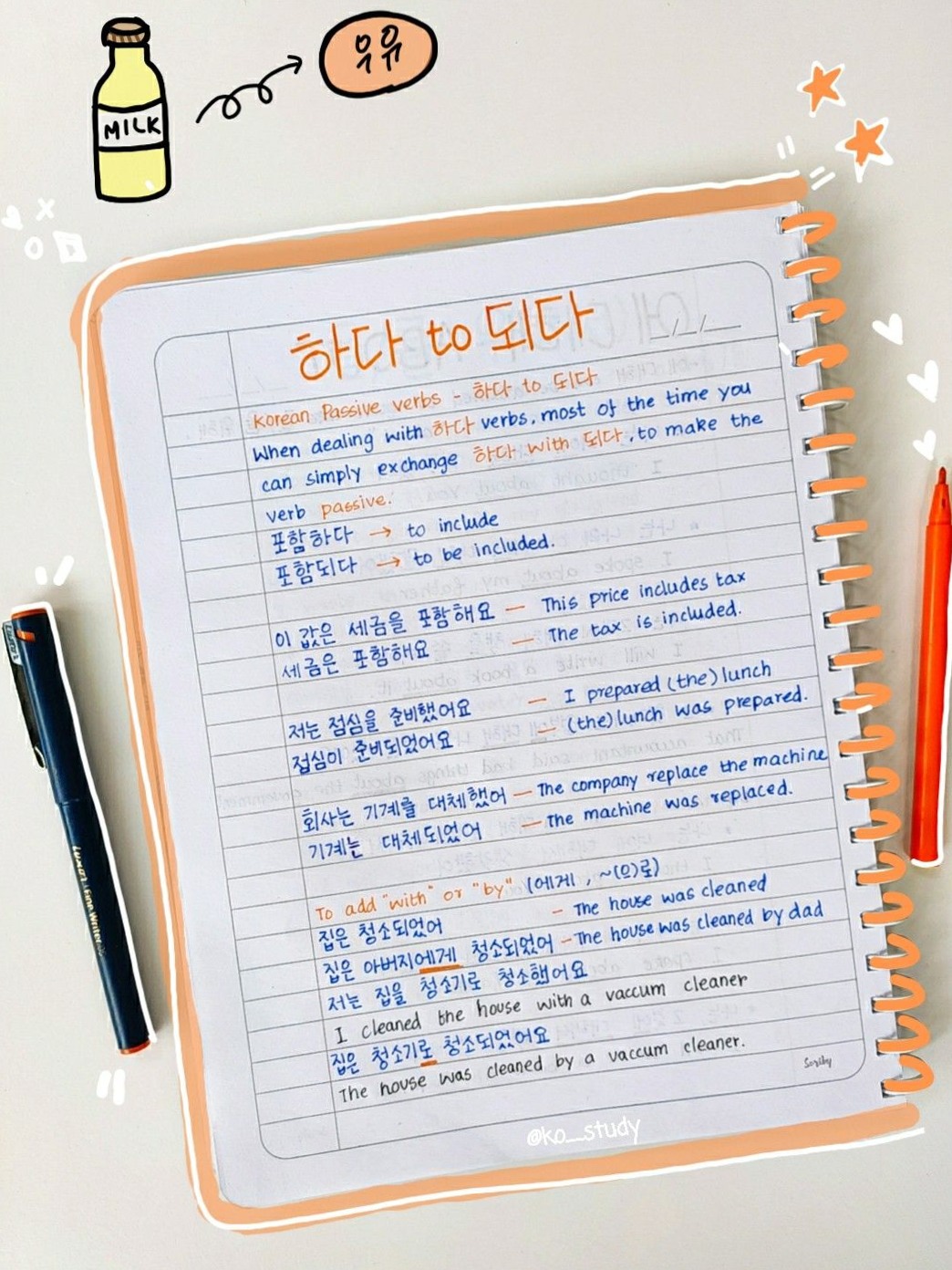 ☁️ ✨ stay inspired all year long: Korean Notes | Grammar Doodles | Digital Planner Art