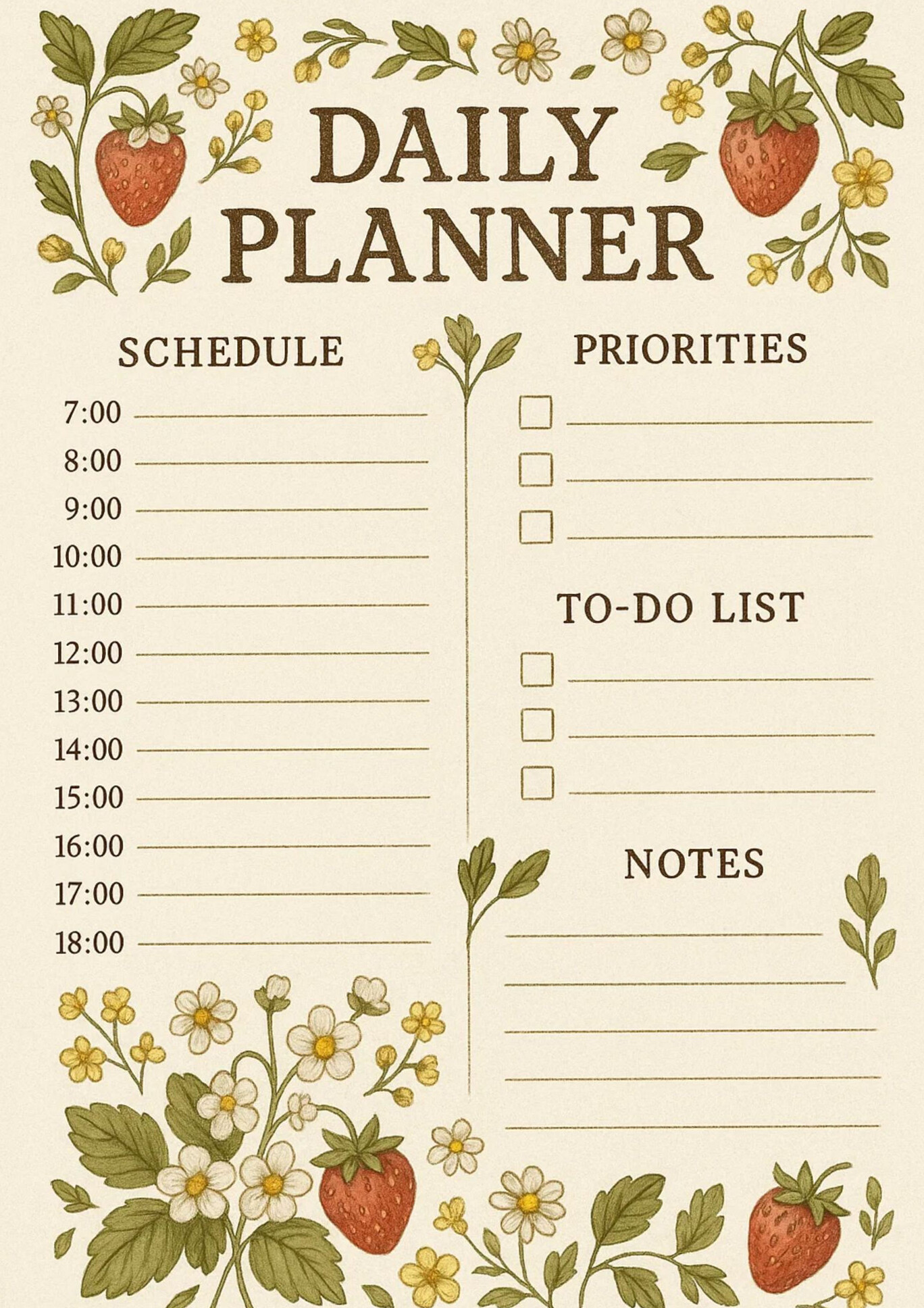 📍 💎 Strawberry Daily Planner | Cottagecore Botanical Organizer | secret to staying productive