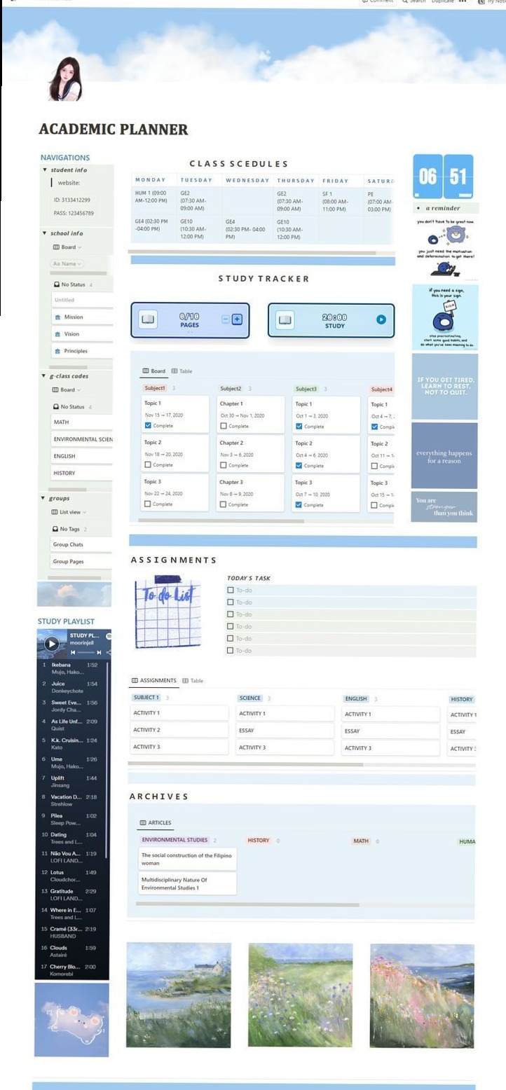 Student Planner Blue Template for Notion | 100% Customizable Digital Planner — 💌 💍 2026 efficiency hack