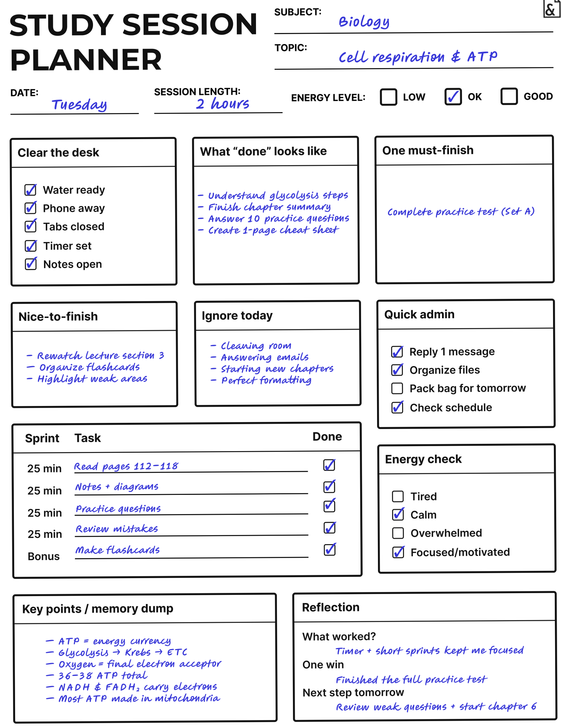 🎀 ☁️ Study Planner for Focused Sessions (Printable PDF) | stay inspired all year long