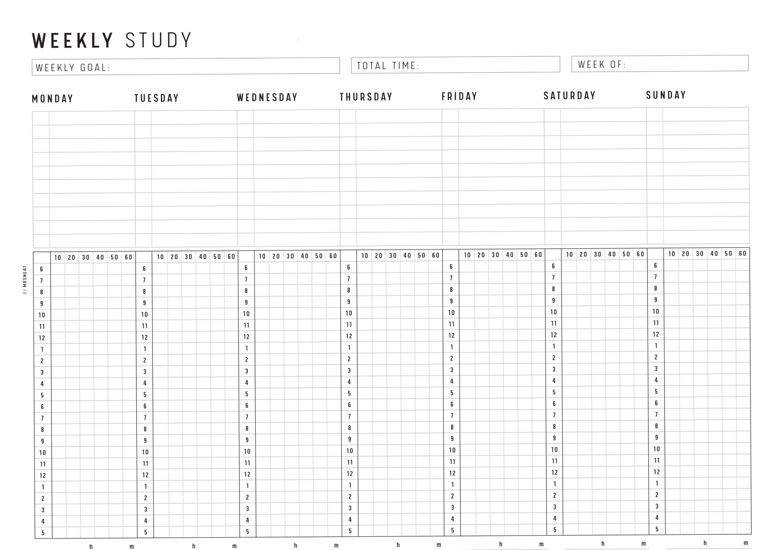 Study Planner Template Printable | Digital Design & Creative Planners — 💎 🌈 dream life manifestation