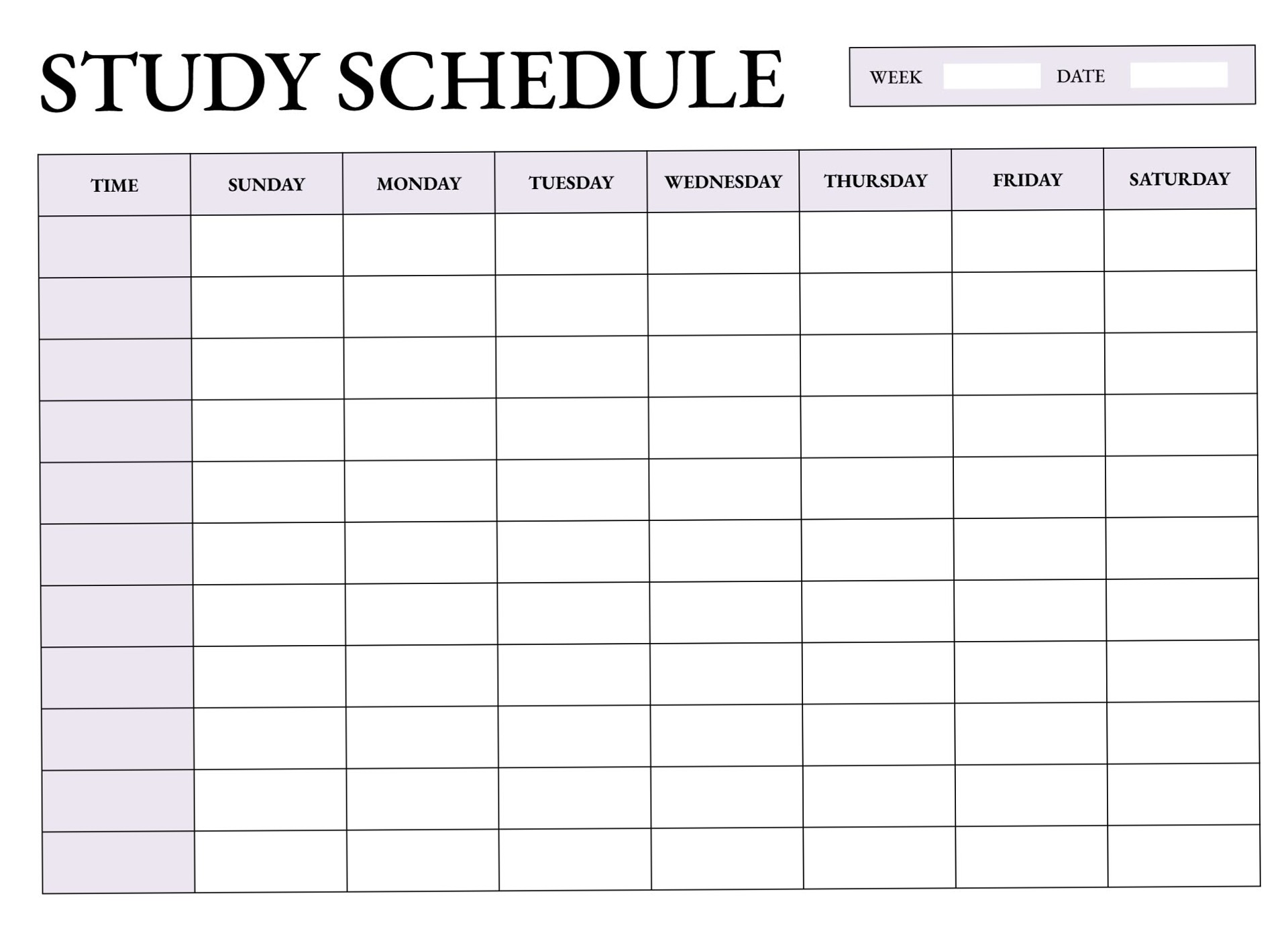 Study Schedule Free Google Docs Template — 📊 📊 secret to staying productive