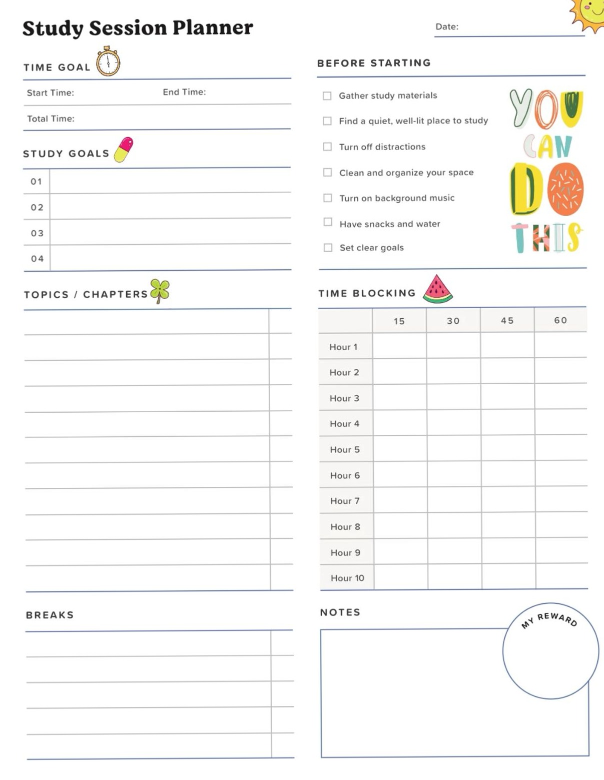 Study Session Planner | Digital Design & Creative Assets — 📌 🖇️ stay inspired all year long
