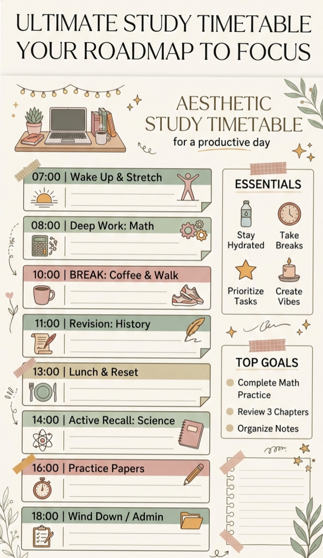 Study Timetable Road Map for Creative Planning — 🌿 🎀 dream life manifestation