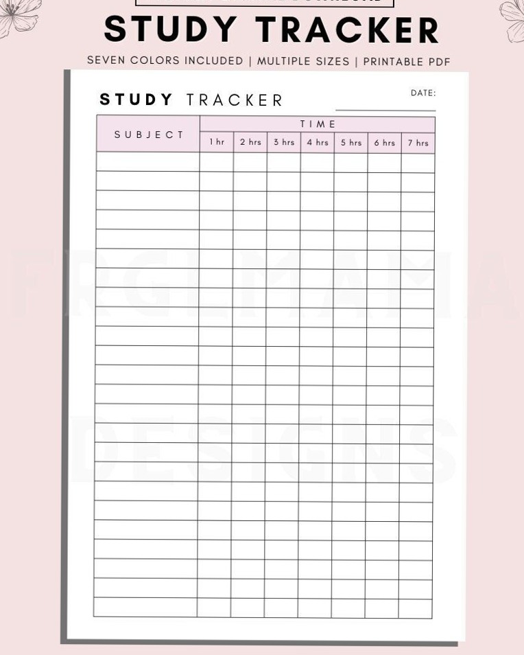 📊 📊 Study Tracker Planner Page & Timetable for Exams | ultimate printable checklist