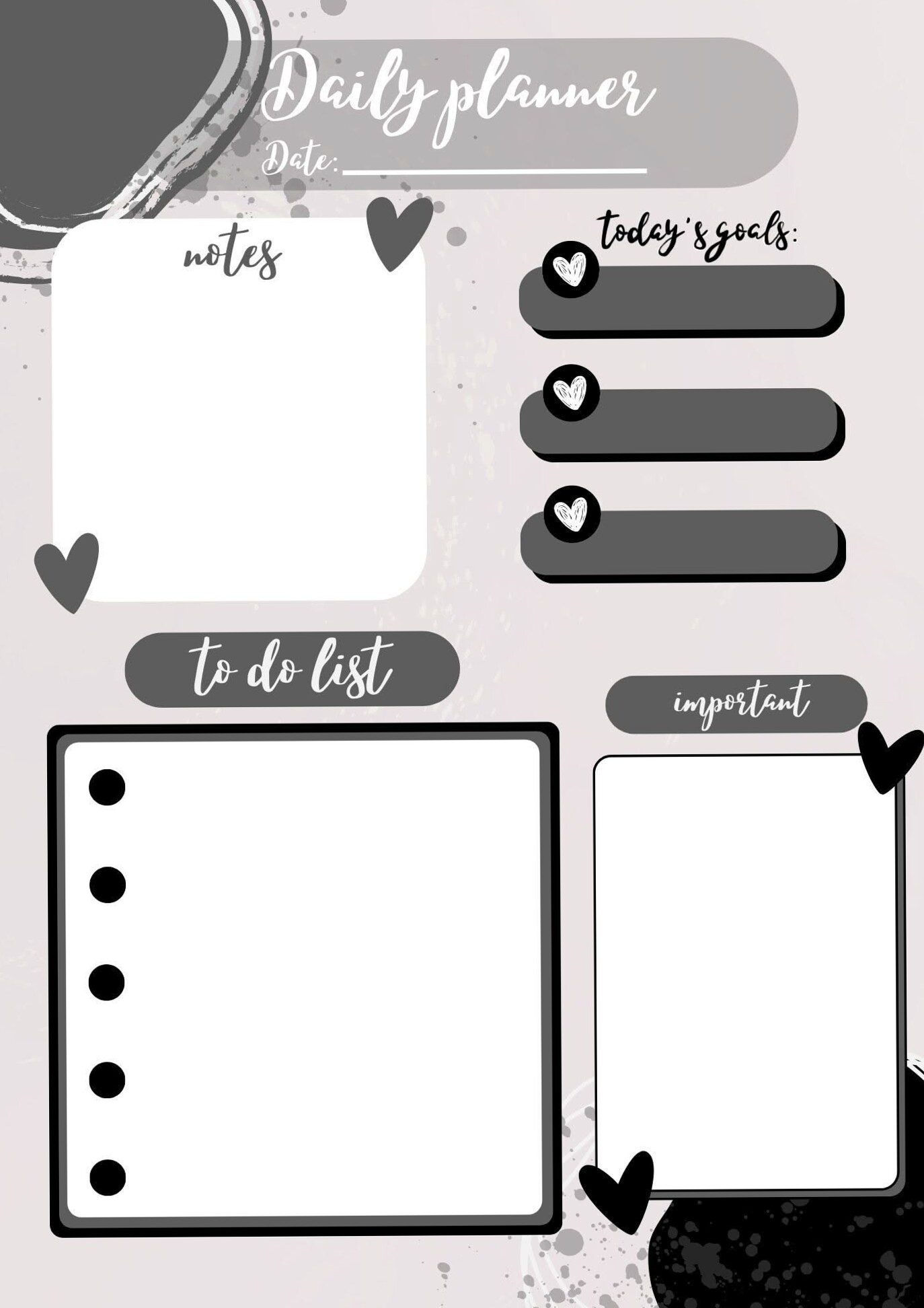 🖌️ 🖌️ Stylish Black & White Daily Planner Download | dream life manifestation