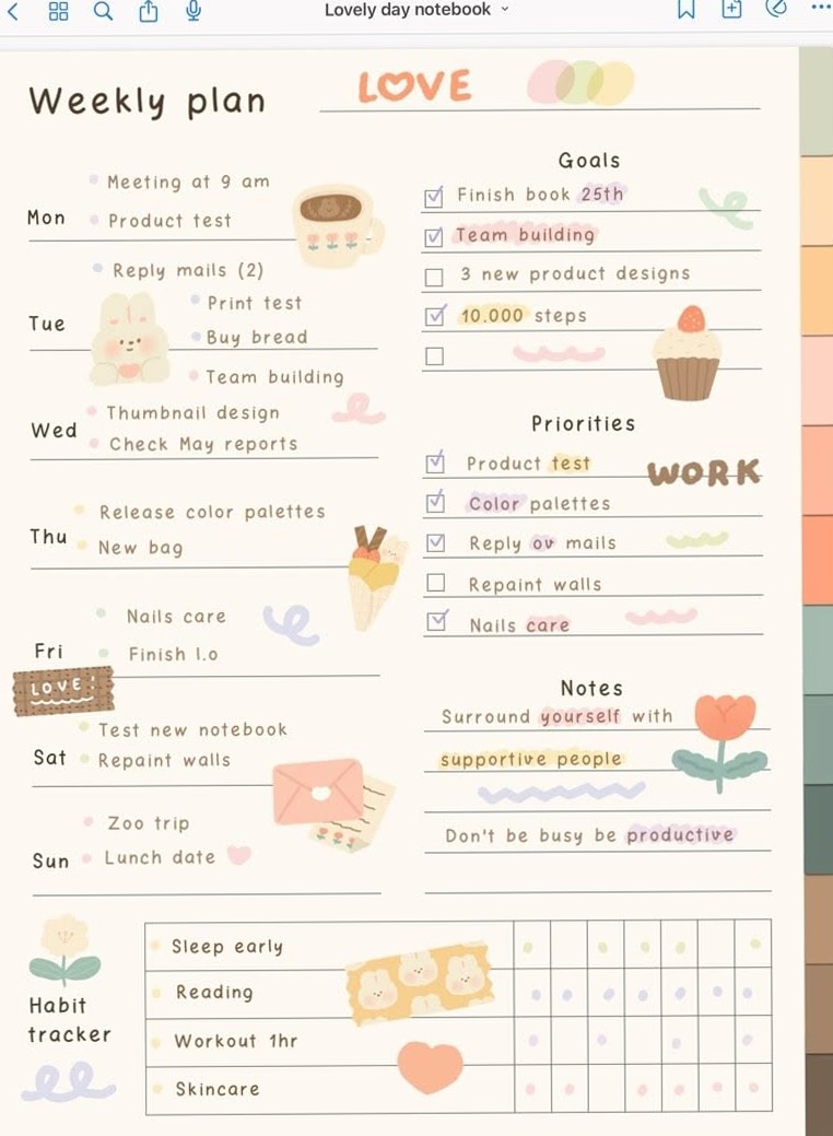 🌸 👰 Sumhea Studio Ko-fi Shop: Lovely Day Digital Hyperlinked Notebook | secret to staying productive