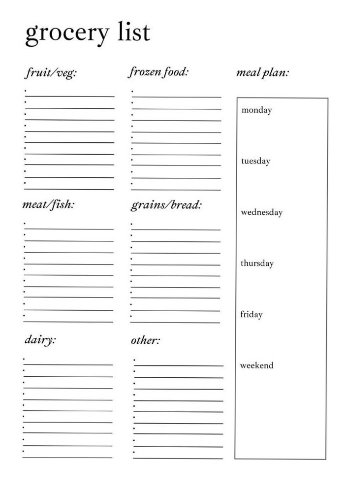 Sunday Reset Grocery List Printable | Pantry | Planner | Shop — ✨ 🎀 dream life manifestation