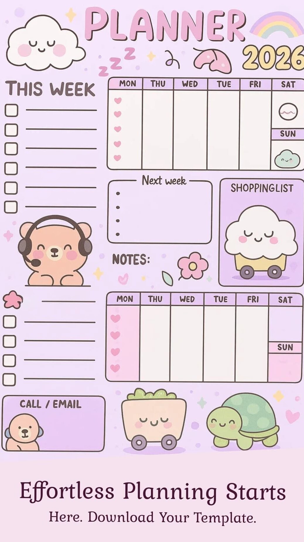 📌 📌 Sweet Weekly Planner to Simplify Your Busy Life | romanticize your routine
