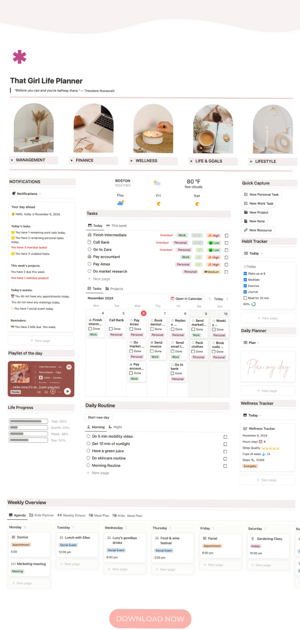 💌 👰 That Girl’s Notion Life Planner Design | 2026 efficiency hack