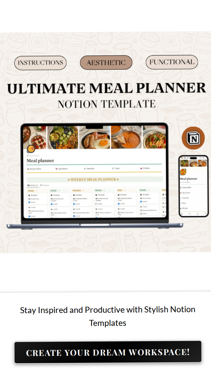 💌 💌 Ultimate Meal Planner: Free Notion Templates for Organized Meal Prep | game-changing digital system