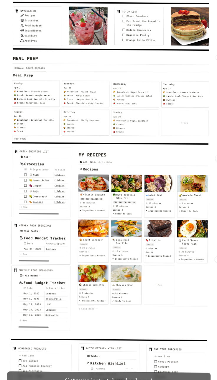 🪄 🪄 Ultimate Notion Meal Planner & Grocery List Template | only tool for life admin