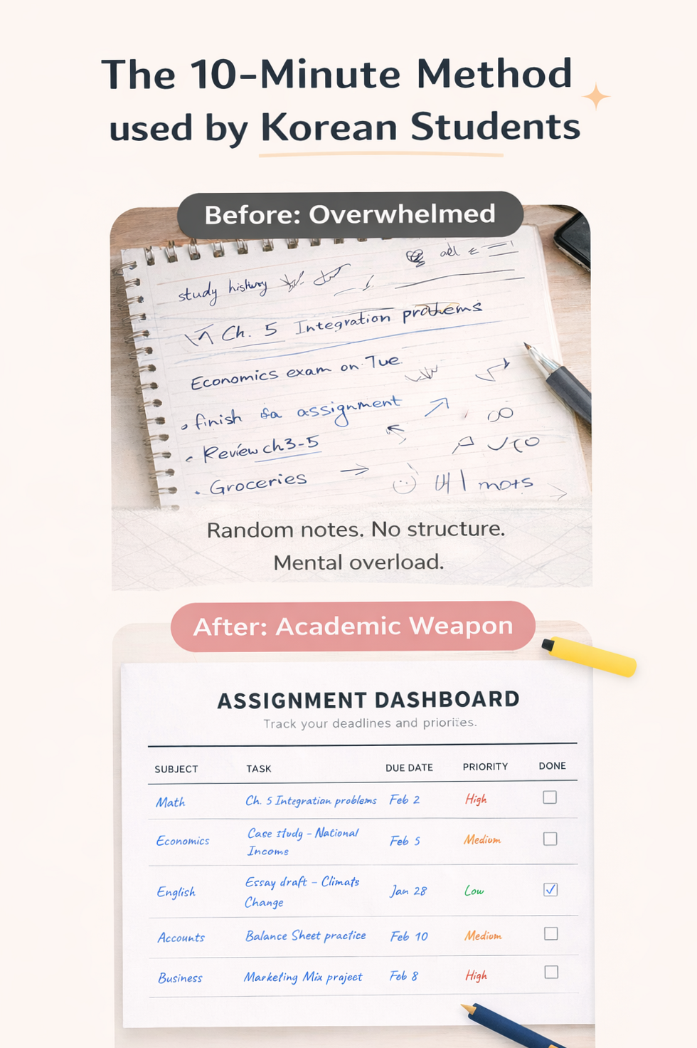 🪄 📍 ultimate printable checklist: Aesthetic Study Tracker PDF | Planner & Deadline Dashboard for Students