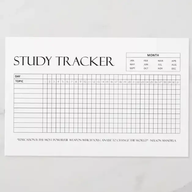 📅 🖇️ ultimate printable checklist: Study Tracker | 31 Days | Topic Progress Planner #printableplanners