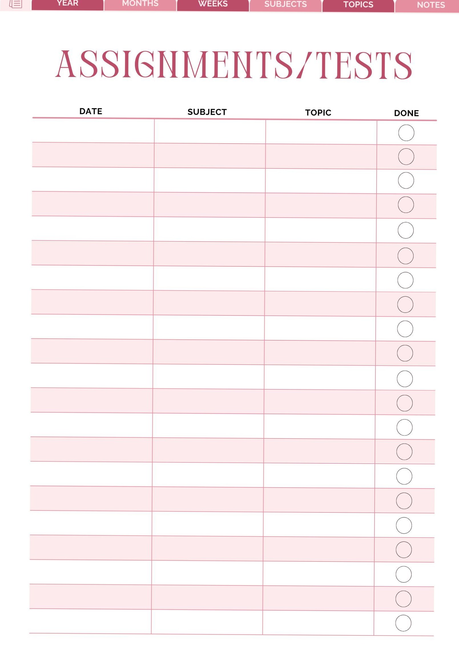 🍰 💍 University Assignment Tracker Page Design | no-stress tracker