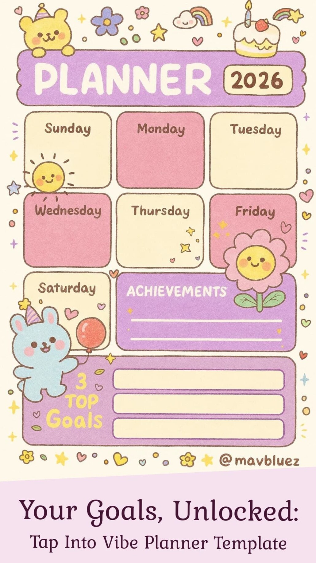 Vibrant Weekly Planner for Goals & Celebrations — 🕯️ 🌿 secret to staying productive
