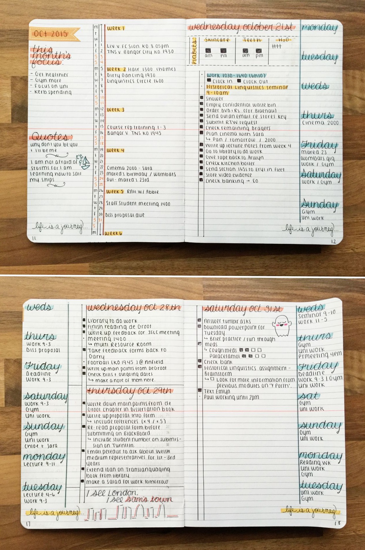 Week & Month Journal Layout Ideas — 💌 💍 stay inspired all year long