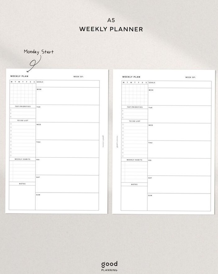 Week on One Page Layout | WO1P Planner Template — 📍 🎨 secret to staying productive