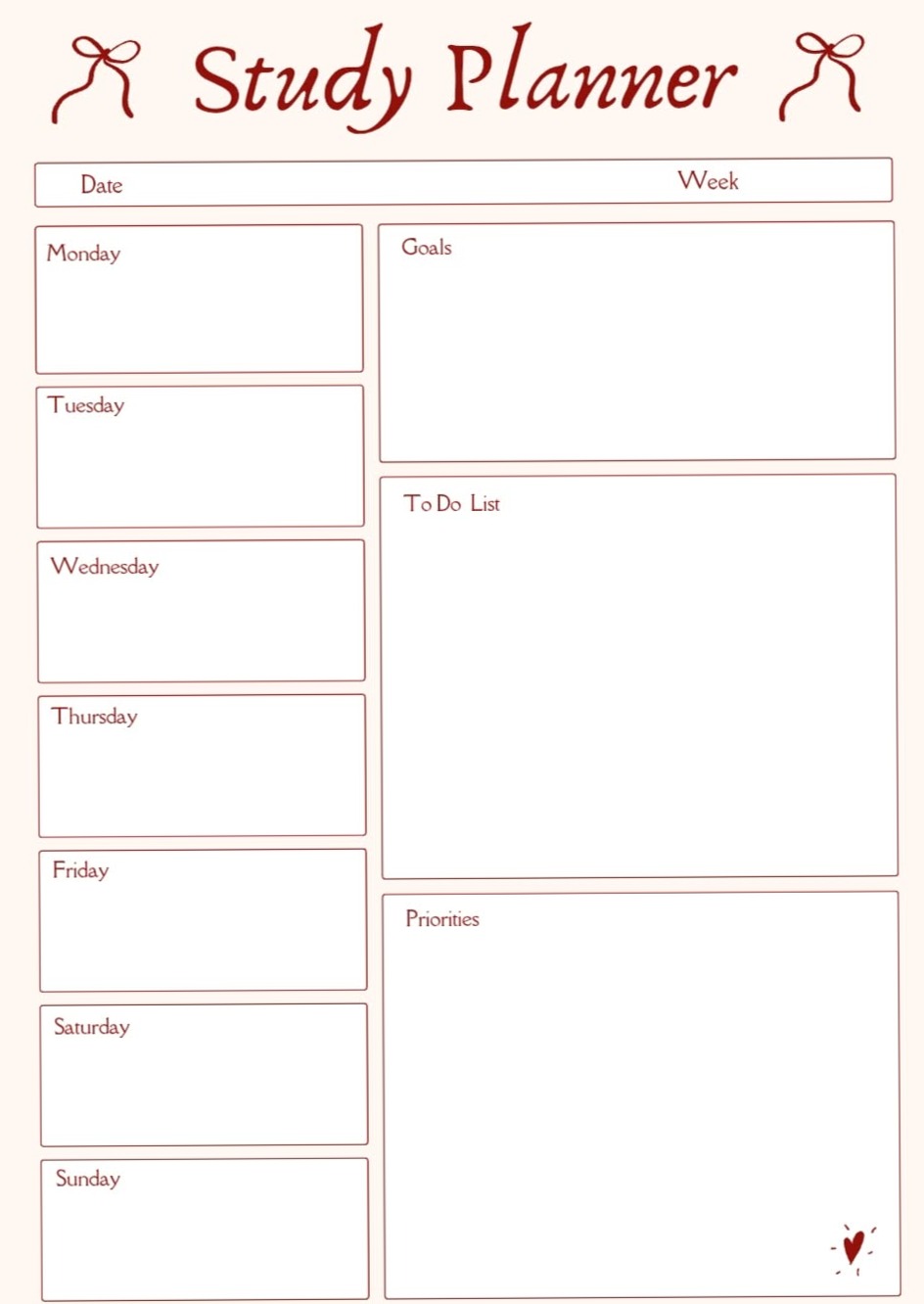 💌 💌 Week Study Planner for Students | Digital Design | Creative Planner Assets | dream life manifestation