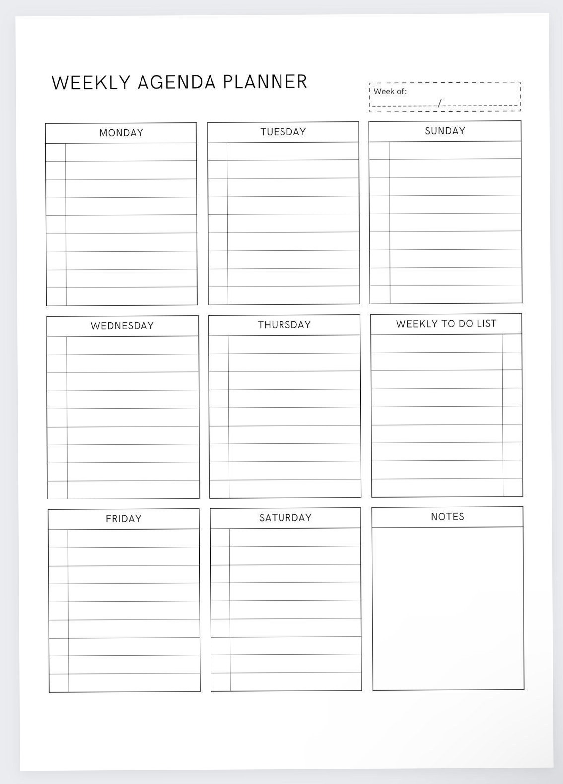 Weekly Agenda Planner — Etsy Digital Design — 💌 👰 dream life manifestation
