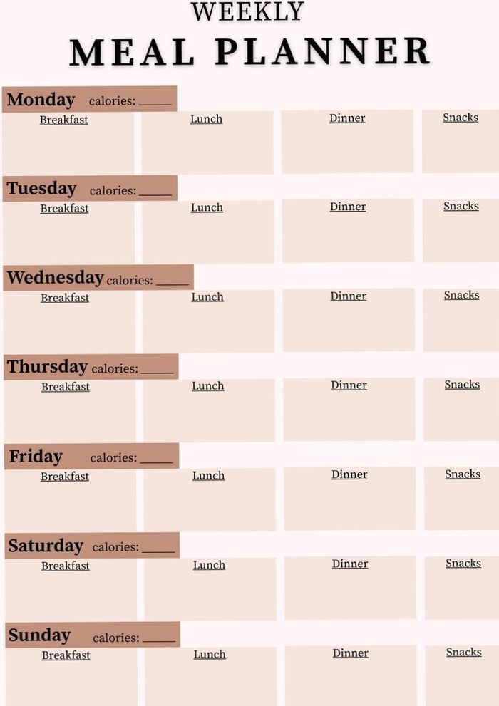 Weekly/Daily Meal Planner | Calorie & Water Tracker Printable — 🖇️ 📁 essential planning guide