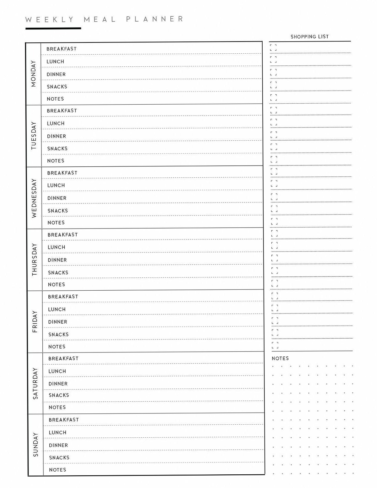 🥂 🥂 Weekly Dinner Planner PDF Template for Organized Living | dream life manifestation