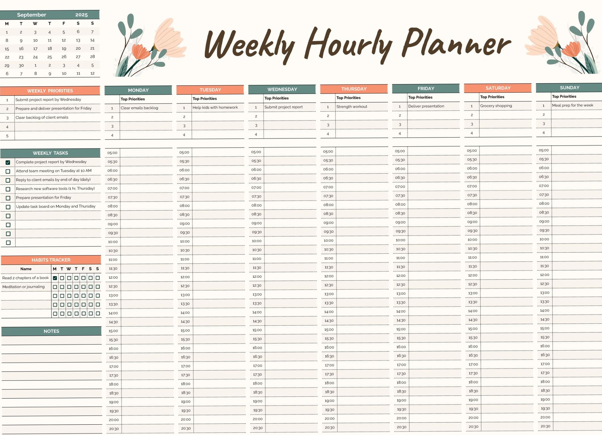 Weekly Hourly Planner — Free Google Sheets & Excel Template — 🍰 🌸 stay inspired all year long