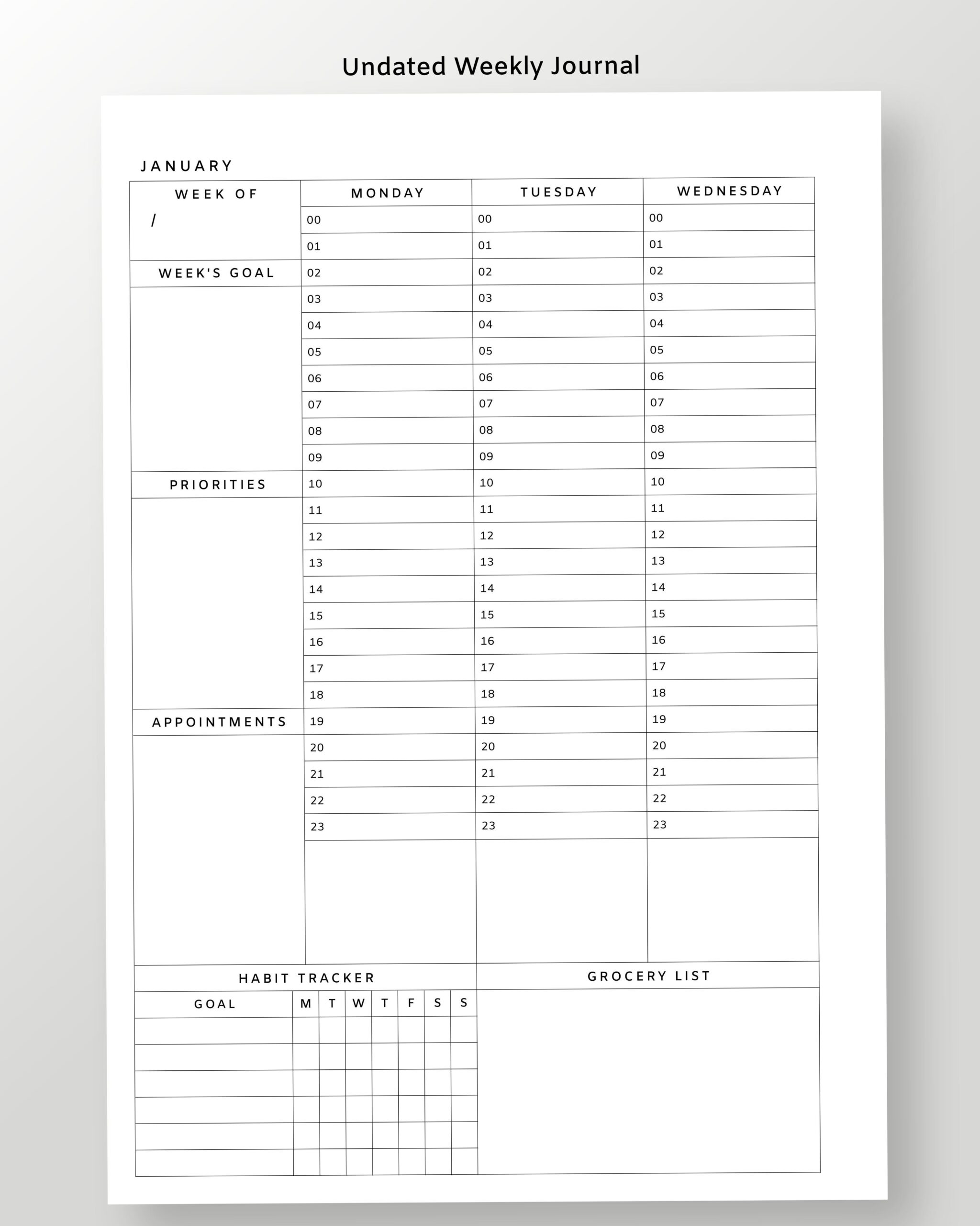 Weekly Hourly Time Blocking Printable Planner Insert — 🥂 💍 secret to staying productive