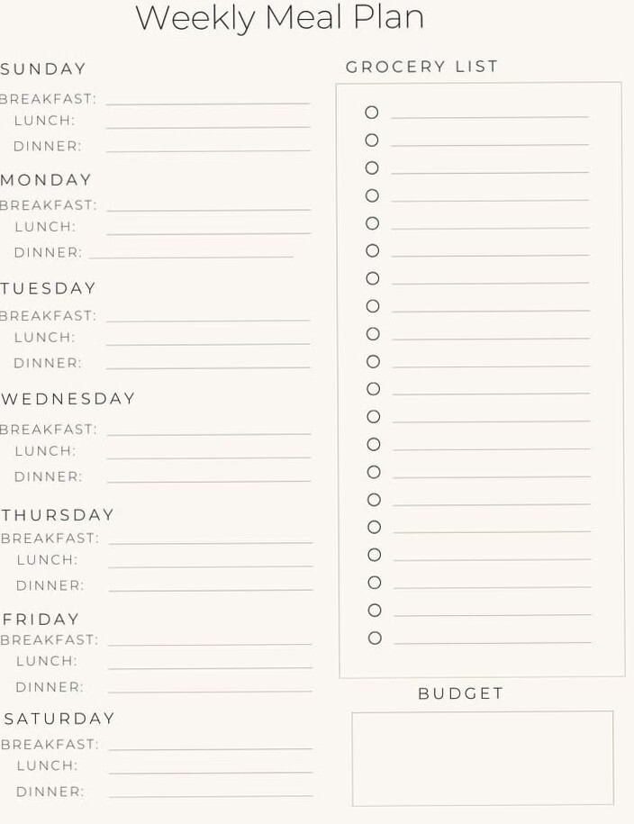 ☁️ 🕯️ Weekly Meal Plan for Digital Design & Planners | secret to staying productive