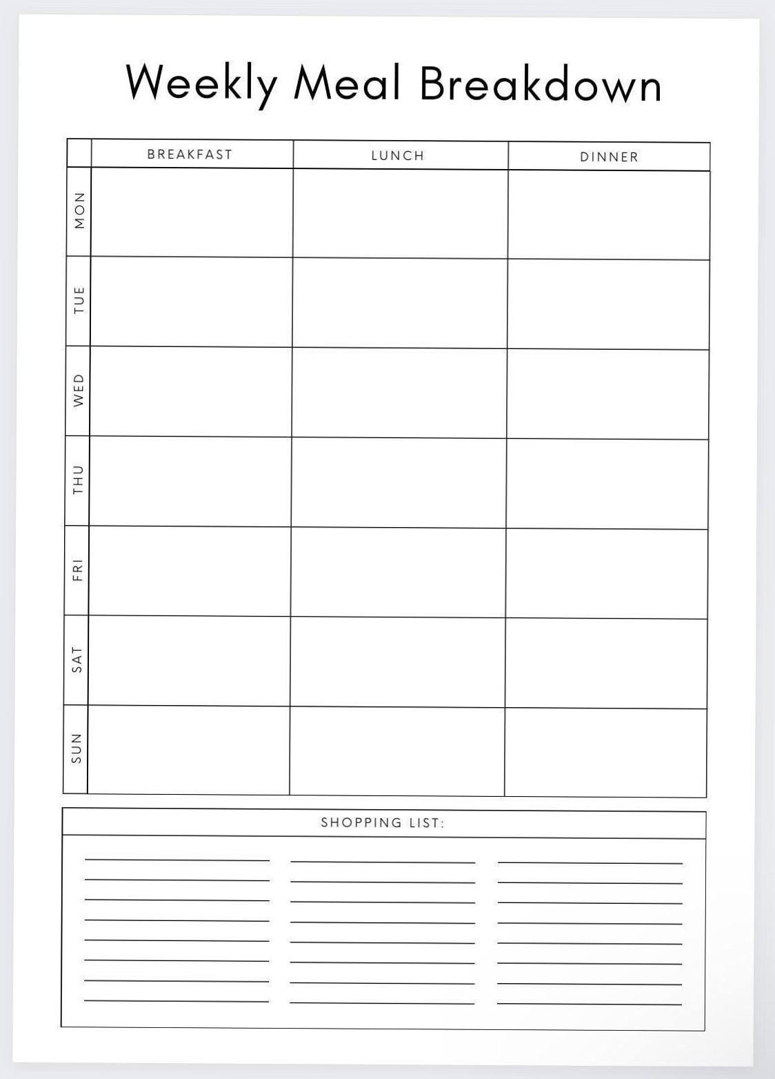 🎨 💎 Weekly Meal Plan & Grocery List Template | dream life manifestation