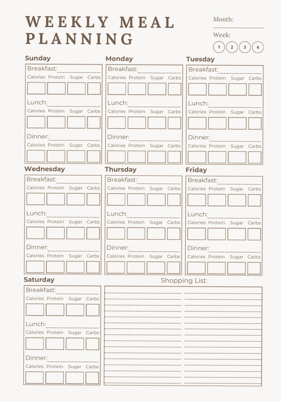 Weekly Meal Plan with Macro Tracker — 🪄 💎 no-stress tracker