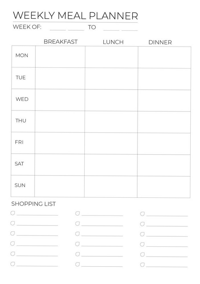 Weekly Meal Planner A4 PDF Printable Template — 🪄 📍 dream life manifestation