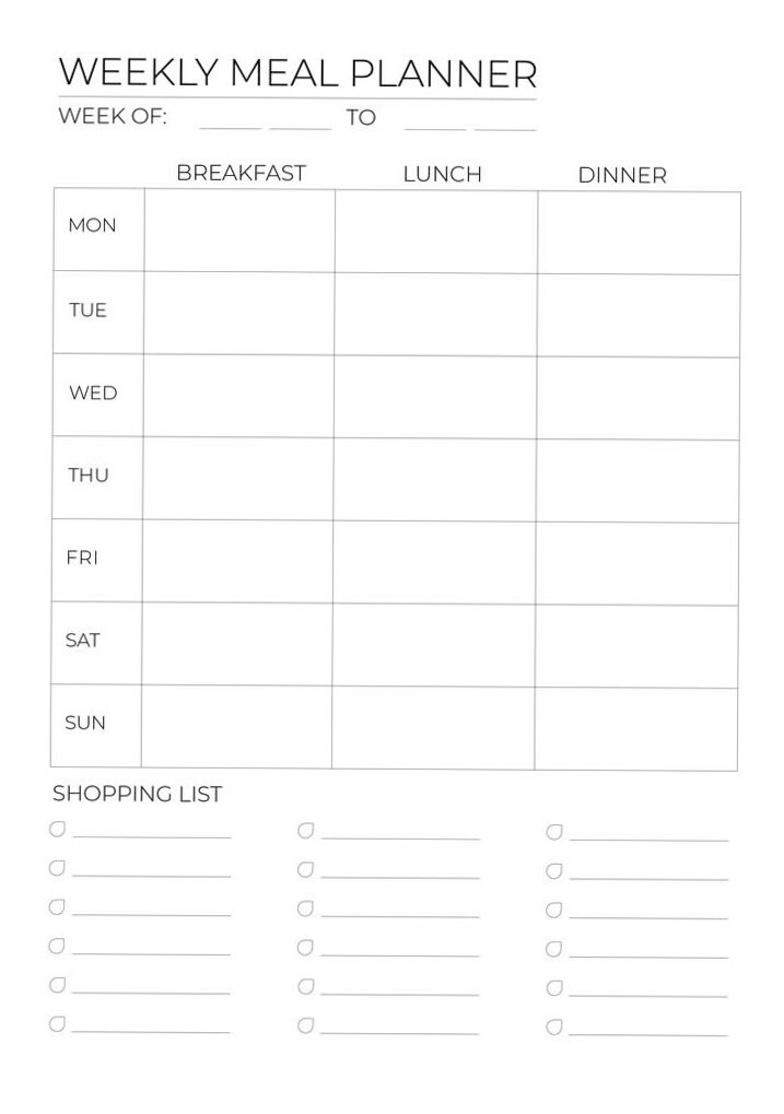 Weekly Meal Planner A4 PDF Template — 🪄 📍 dream life manifestation