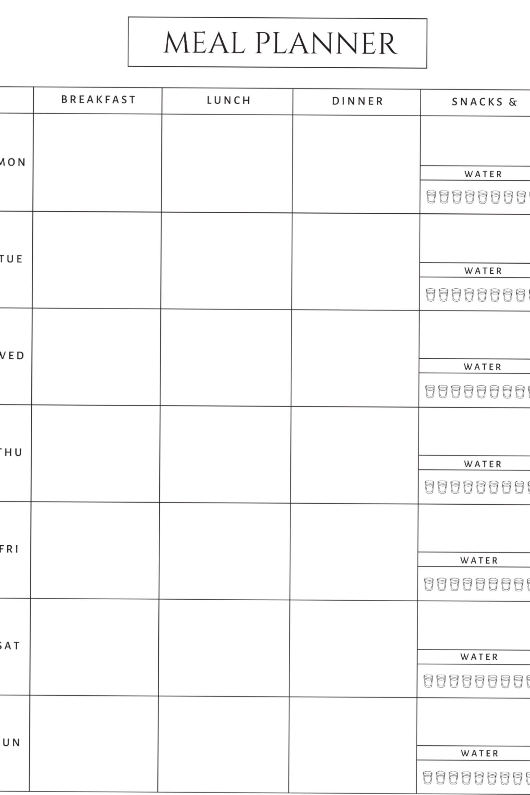 Weekly Meal Planner & Diet Tracker Printable — 💍 🍰 ultimate printable checklist