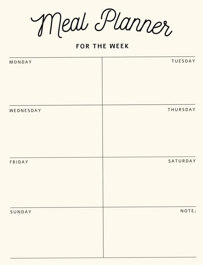 🌸 🍰 Weekly Meal Planner — Digital Design & Creative Assets | dream life manifestation