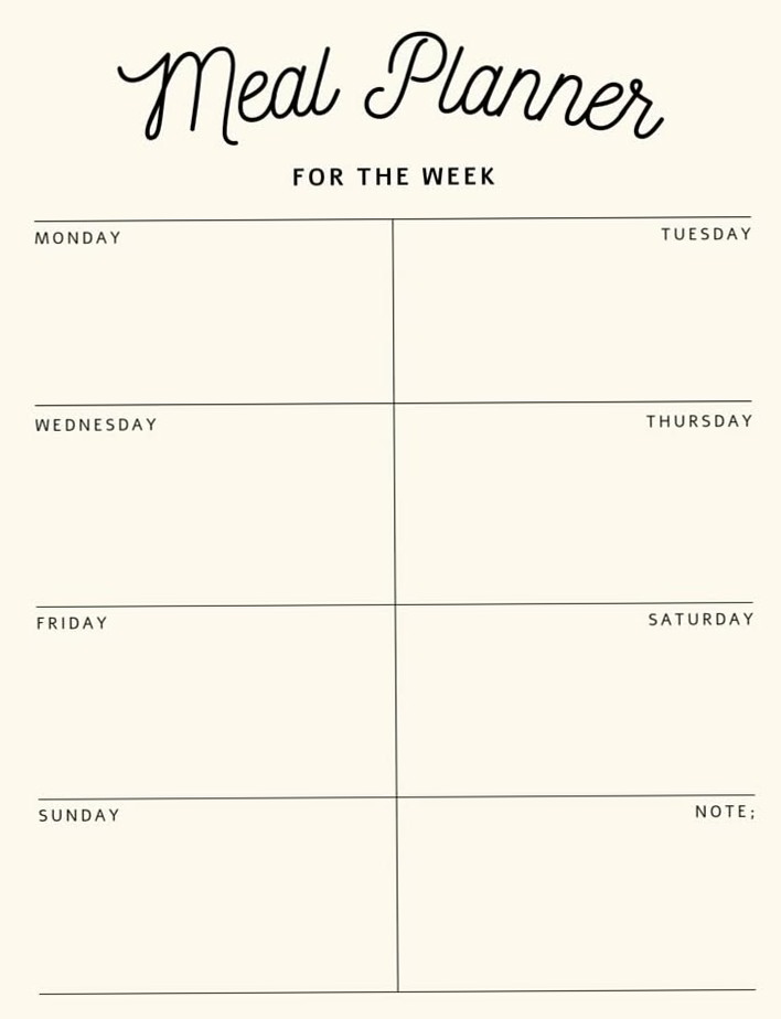 🎀 ☁️ Weekly Meal Planner — Digital Design & Creative Assets | dream life manifestation