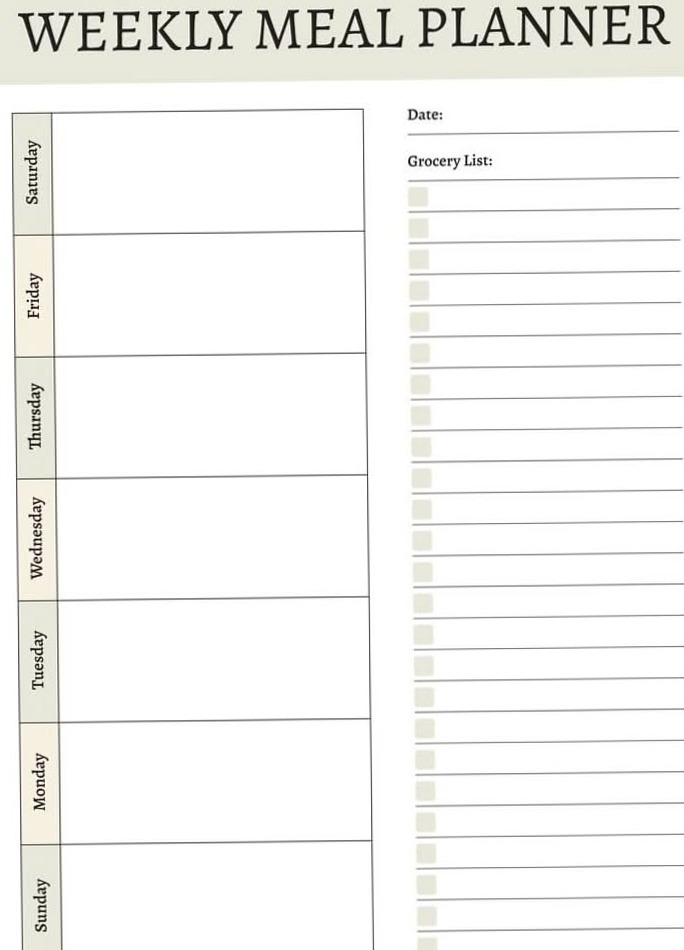 💎 📍 Weekly Meal Planner Free Google Docs Template | dream life manifestation