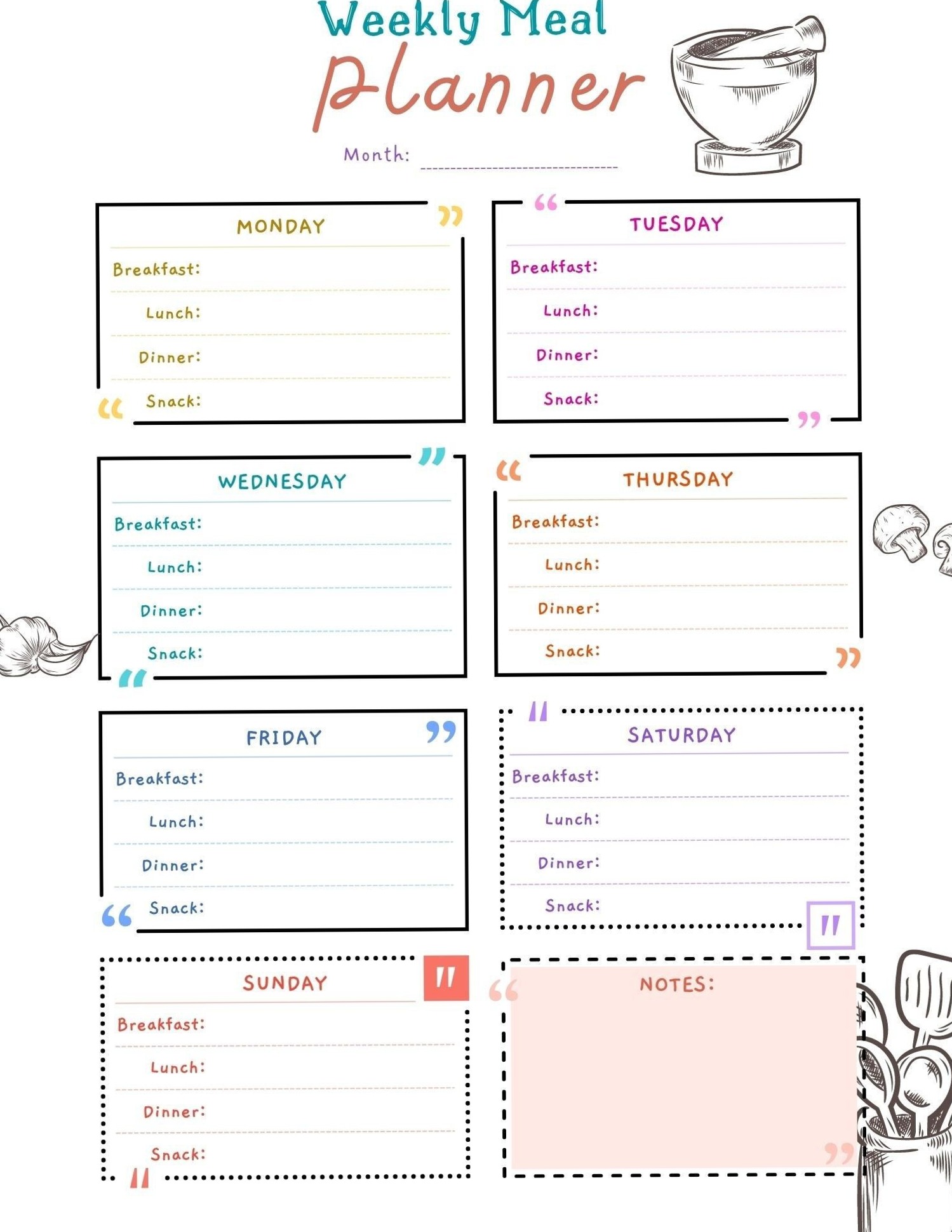 🖇️ 📅 Weekly Meal Planner & Grocery List Templates | Printable PDF | stay inspired all year long
