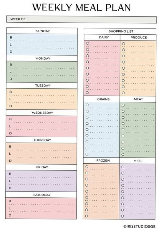 Weekly Meal Planner & Grocery List Template | Food Prep & Family Planning | Digital Planner Asset — 🌈 🖌️ dream life manifestation