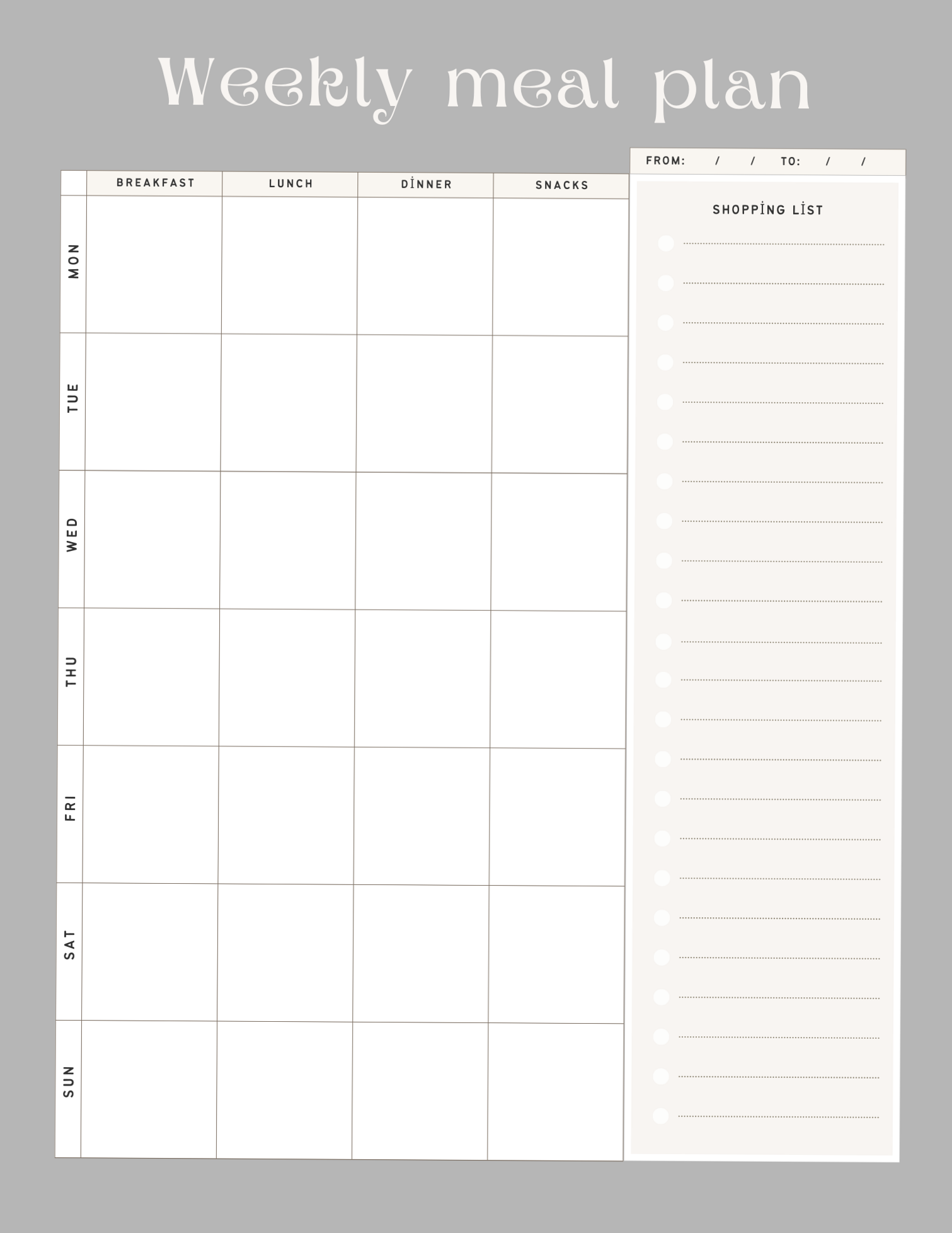 🎀 ☁️ Weekly Meal Planner Templates for Digital Design & Creative Planners | stay inspired all year long