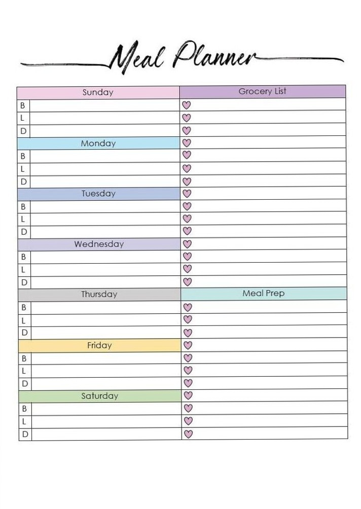 Weekly Meal Planner with Grocery List & Family Dinner Organizer — ☁️ ☁️ secret to staying productive