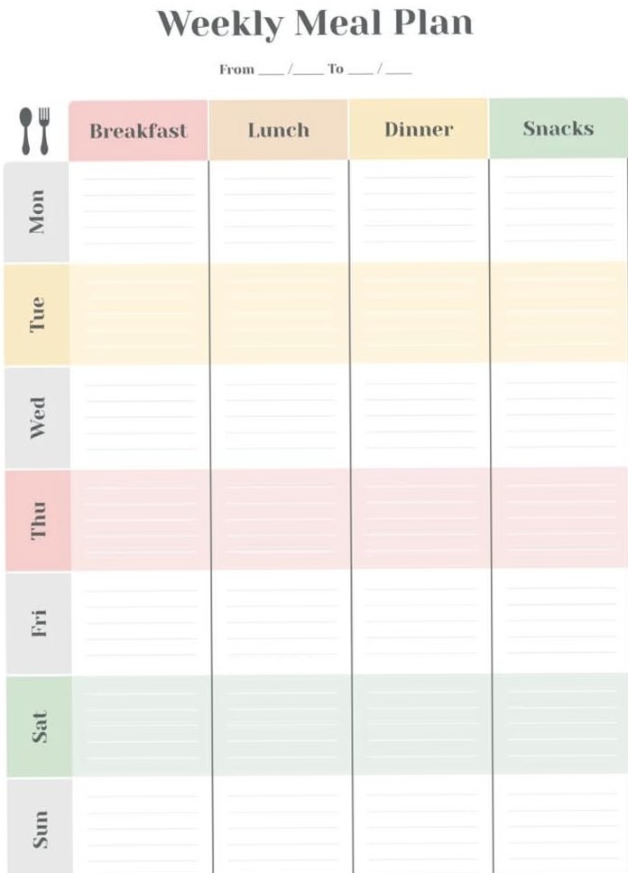 👰 🌸 Weekly Meal Planning Free Google Docs Template | no-stress tracker